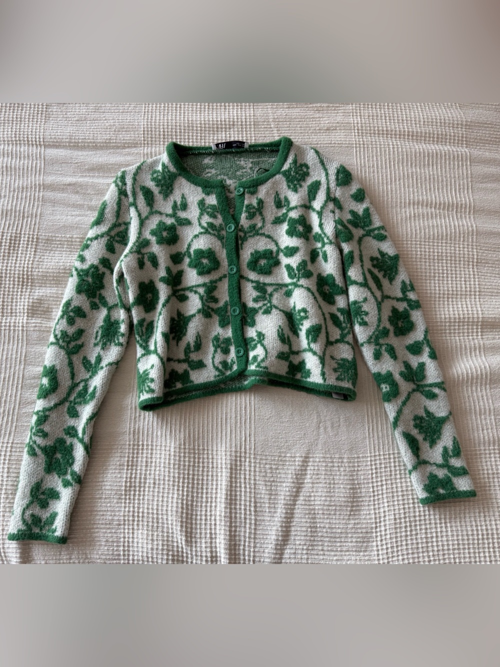 Zara Floral Knit Cardigan wool blend